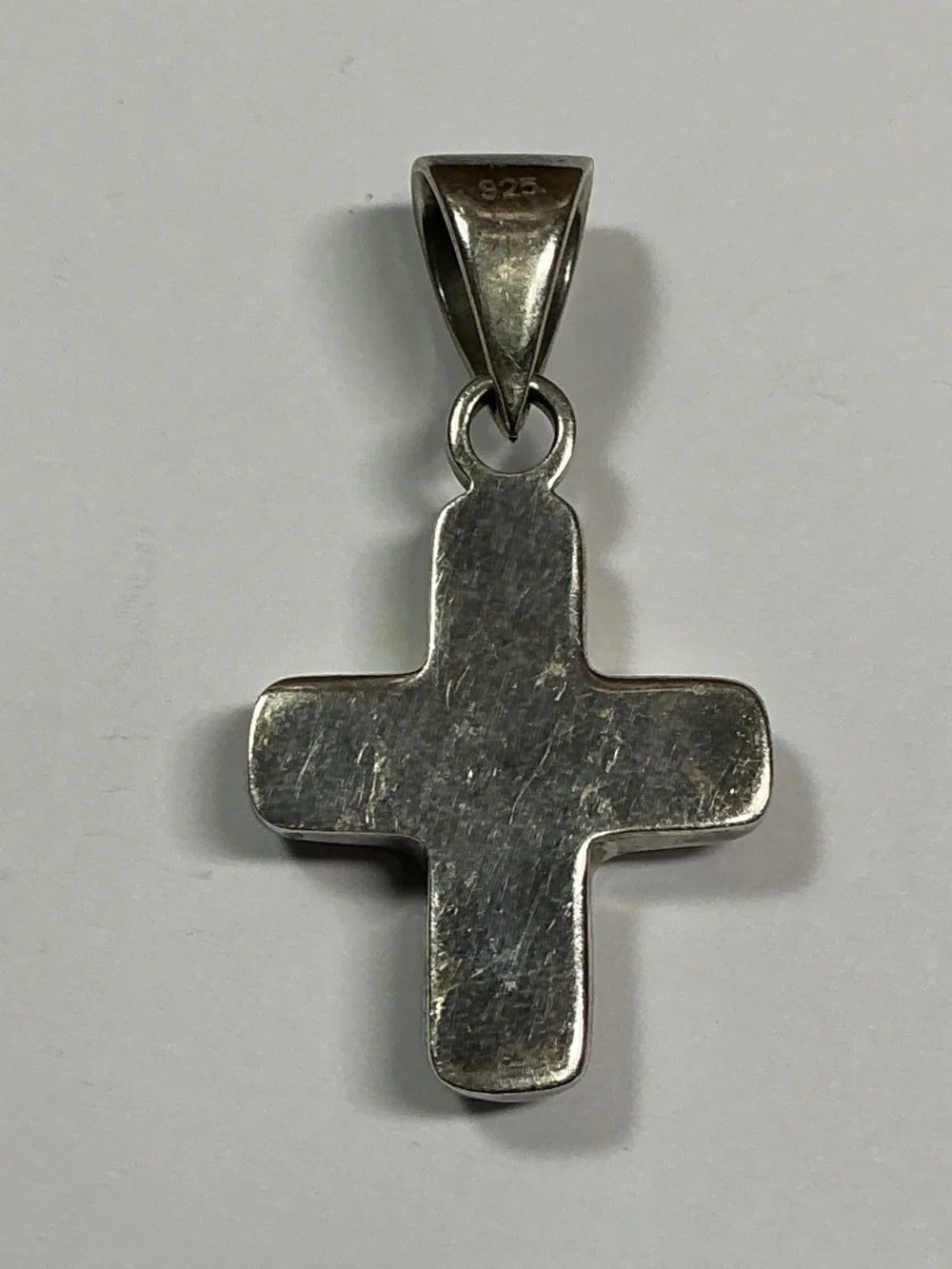 Sterling Silver Puff Cross Pendant. 1.75 inches long